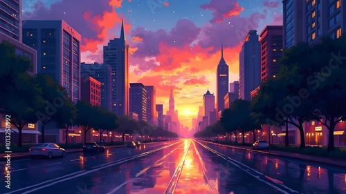 night city street, light in the tunnel, Car motion trails. Speed light streaks the background with a blurred fast fast-moving light effect
