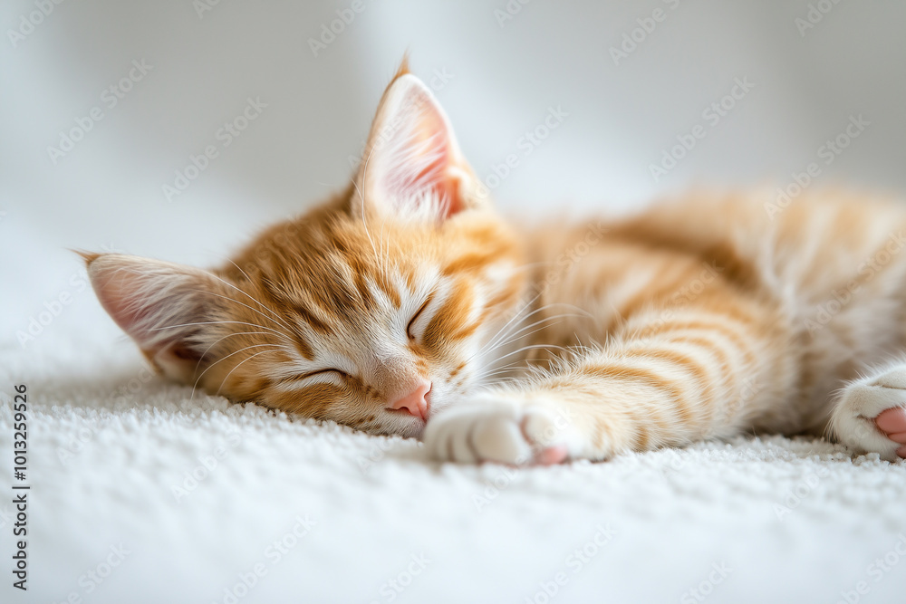 Fototapeta premium Sleeping Cat Close-Up Background