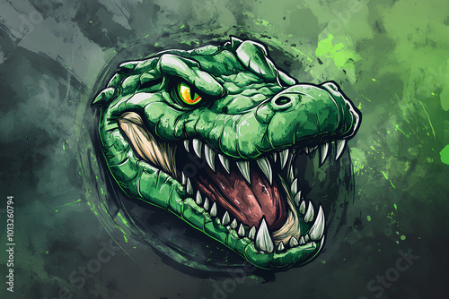 crocodile mascot logo design watercolor