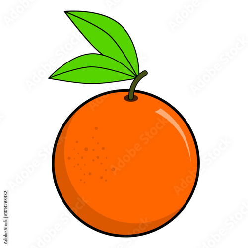 orange with leaves. orange. whole orange. vector illustration. flat style. fruit theme. vitamin c. orange flavored food. orange flavored drink.