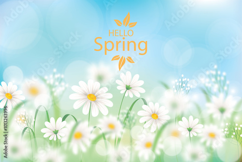 Abstract simply background with natural line arts - spring theme -