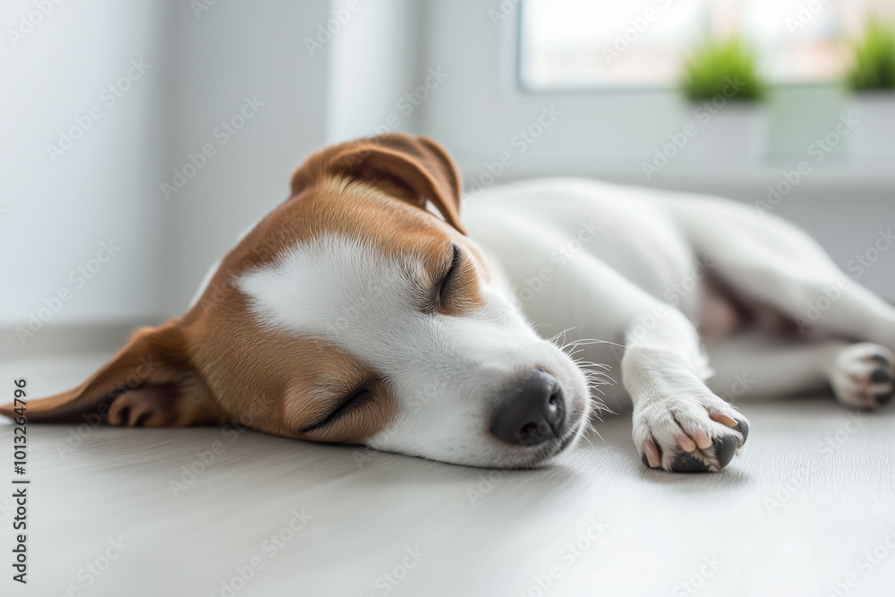 Obraz premium Sleeping Dog Close-Up Background