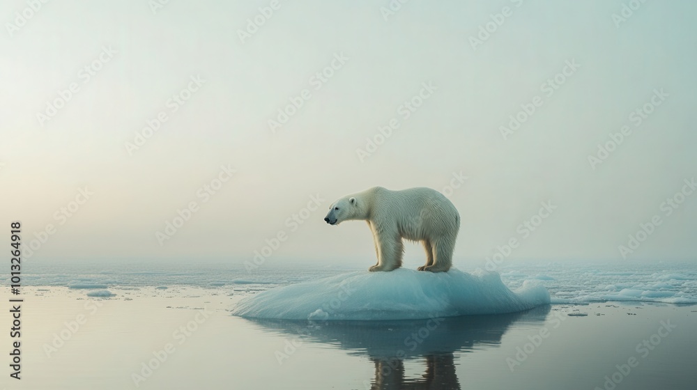 polar bear standing on a small, shrinking ice floe in the Arctic polar bear standing on a small, shrinking ice floe in the Arctic