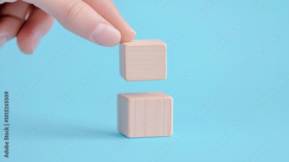 Wooden Block Symbols for Communication, a hand arranging wooden blocks representing telephone, email, and website, illustrating contact options in a marketing context Wooden Block Symbols for Communication, a hand arranging wooden blocks representing telephone, email, and website, illustrating contact options in a marketing context