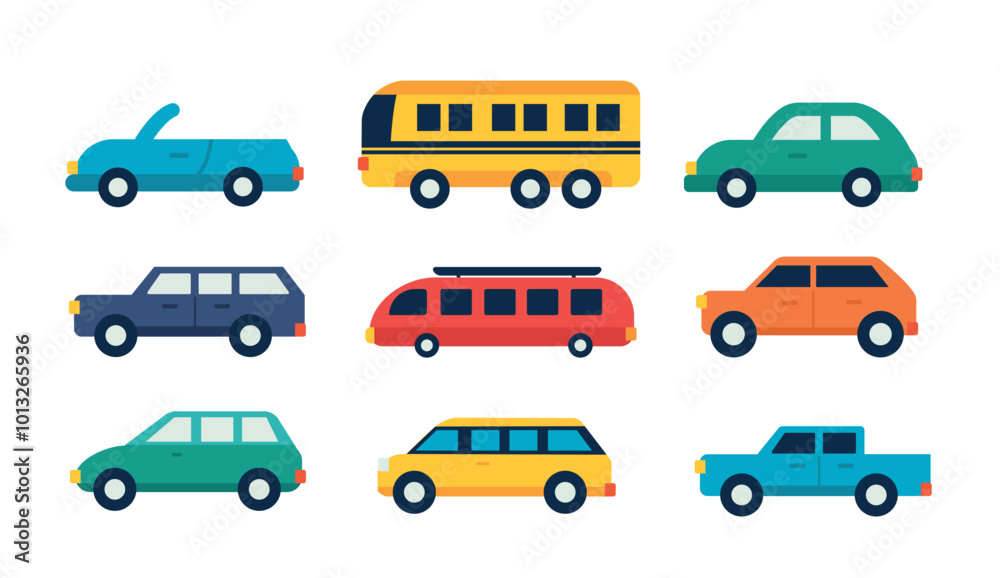 Flat Cars in Traffic vector illustration Flat Cars in Traffic vector illustration