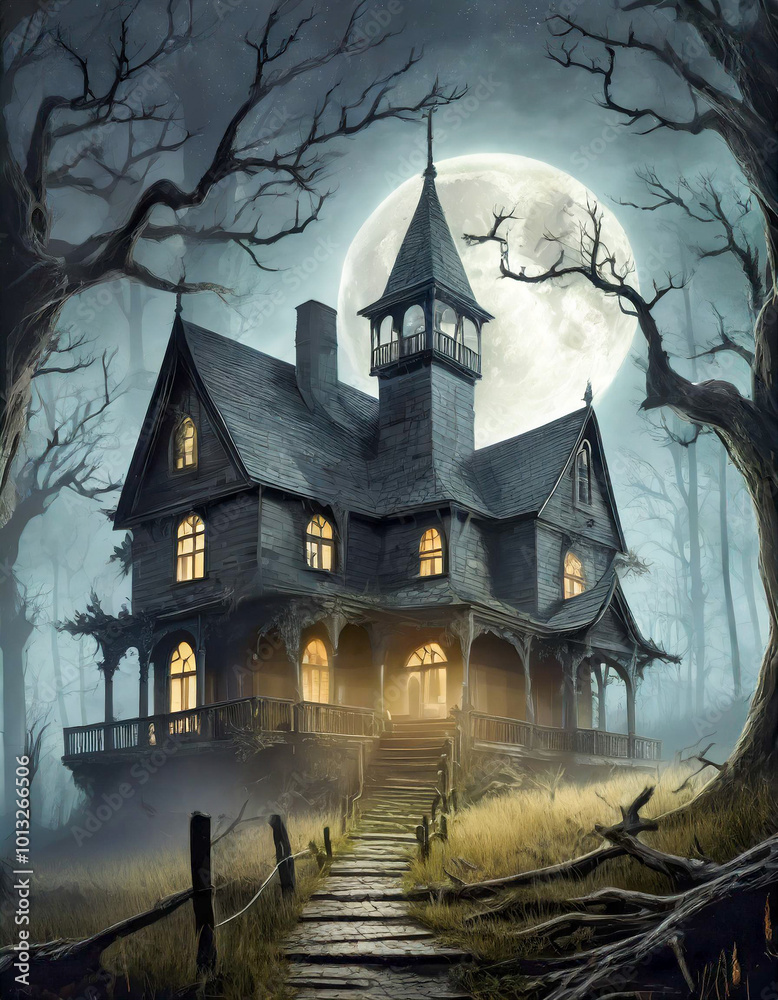 Mystical Moonlit Manor: Enigmatic Estate under a Full Moon Mystical Moonlit Manor: Enigmatic Estate under a Full Moon