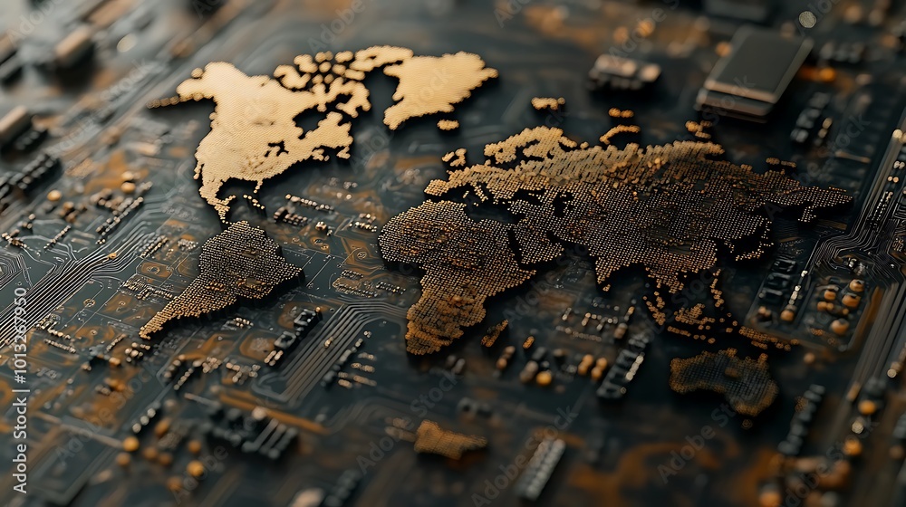 Naklejka premium A global world map with the word 