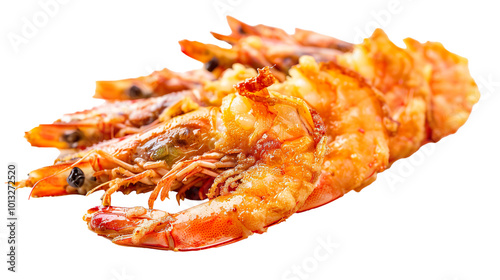 Fried prawns isolated on transparent background, PNG