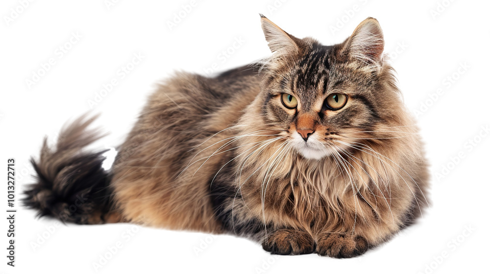 Obraz premium Fluffy cat isolated on transparent background, PNG