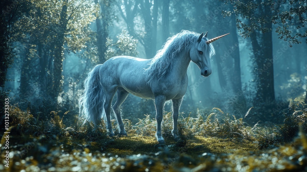 White Unicorn in Forest White Unicorn in Forest