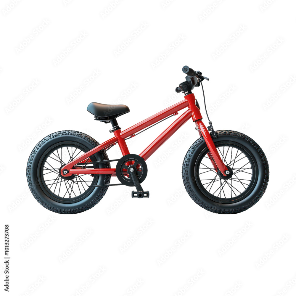 Red Children's Bicycle Isolated On a Transparent Background