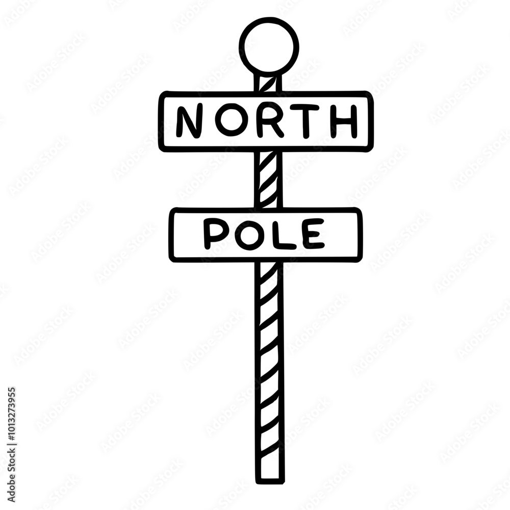 Line art doodle Hand drawn Christmas Winter graphic vector illustration isolated on white background color editable north pole sign Line art doodle Hand drawn Christmas Winter graphic vector illustration isolated on white background color editable north pole sign