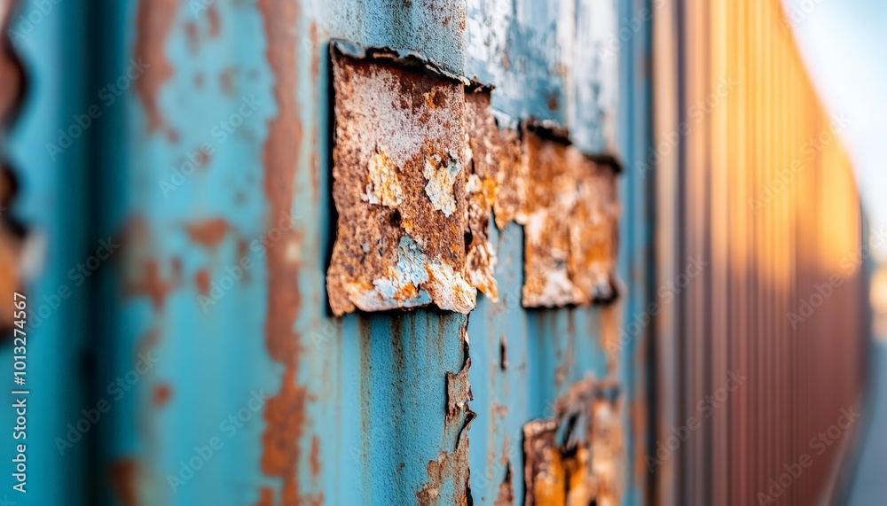 Close-up of Rusty Shipping Container Surface with Peeling Paint Close-up of Rusty Shipping Container Surface with Peeling Paint