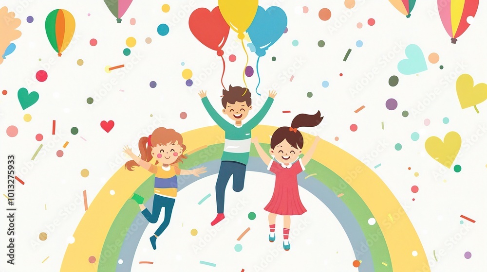 Cute Cartoon Rainbow Background for Children's Day - a delightful and colorful visual. The cute cartoon rainbow backdrop is perfect for celebrating Children's Day Cute Cartoon Rainbow Background for Children's Day - a delightful and colorful visual. The cute cartoon rainbow backdrop is perfect for celebrating Children's Day