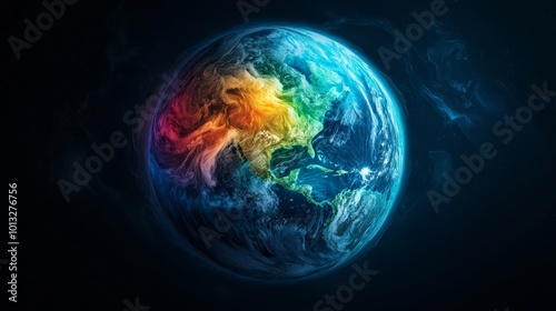 A global view of Earth's atmospheric pressure systems, with color-coded regions representing high and low-pressure zones moving across the oceans