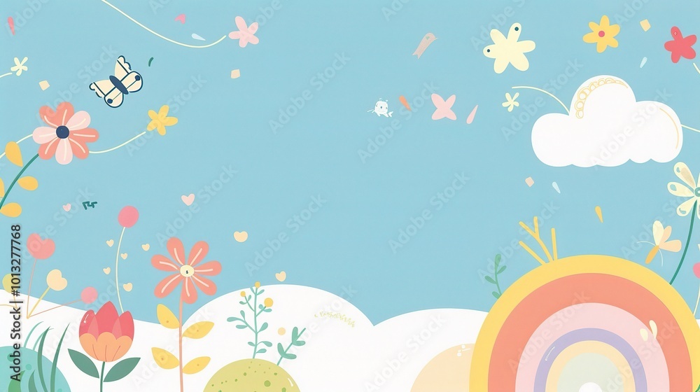 Cute Cartoon Rainbow Background for Children's Day - a delightful and colorful visual. The cute cartoon rainbow backdrop is perfect for celebrating Children's Day Cute Cartoon Rainbow Background for Children's Day - a delightful and colorful visual. The cute cartoon rainbow backdrop is perfect for celebrating Children's Day