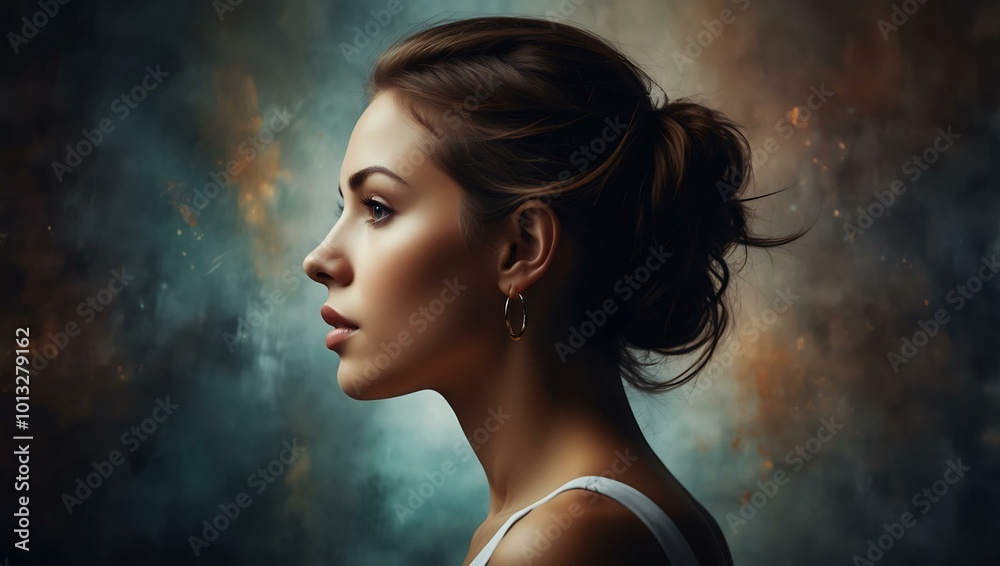 Stylish profile portrait with an abstract background. Stylish profile portrait with an abstract background.