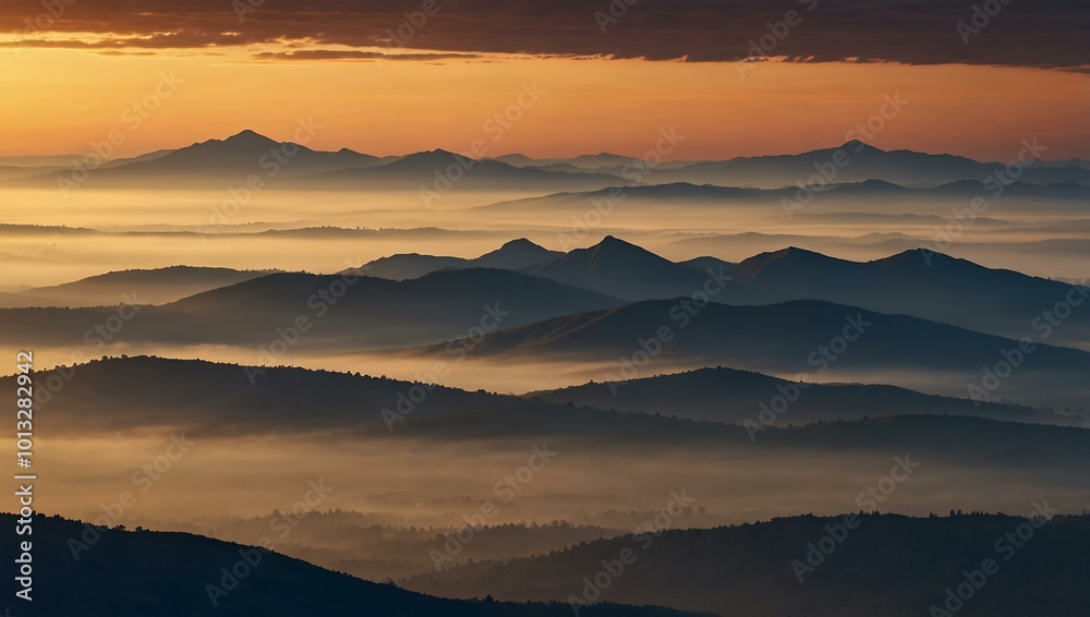 Sunrise over a mountain range. Sunrise over a mountain range.