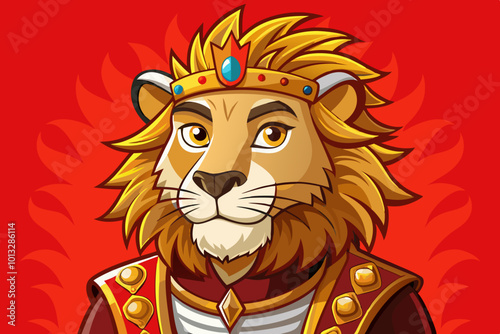 funny Male portrait lion vector wearing royal clothes, isolated background photo