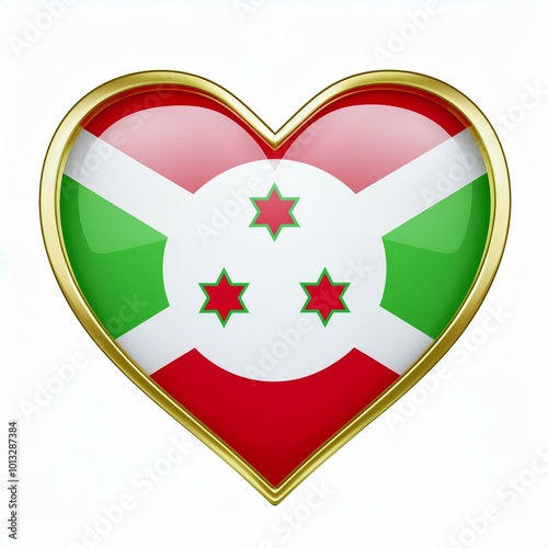 ブルンジの国旗のハート(Heart of Burundi flag on white.)
 photo