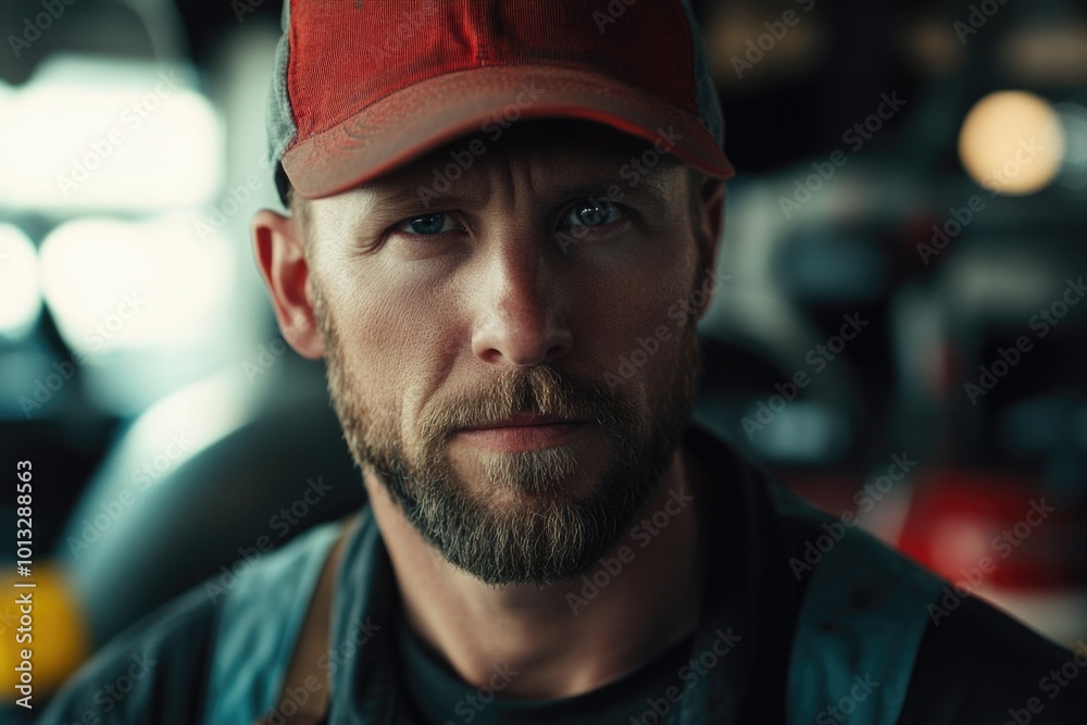 Man with beard and red hat Man with beard and red hat