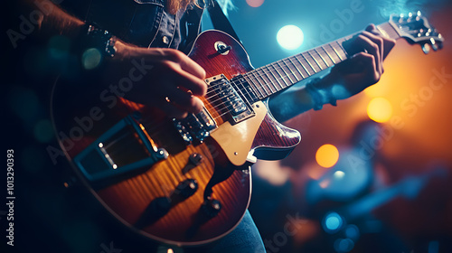 guitarist during the performance of the song. concert, spectacle