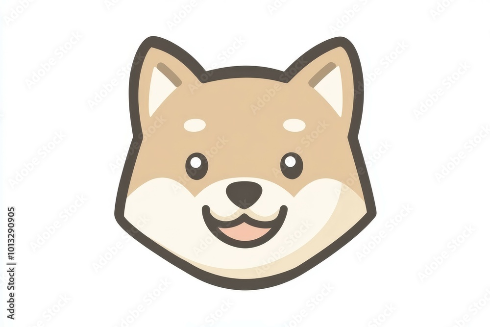 Adorable wolf icon with a cheerful expression on a plain background Adorable wolf icon with a cheerful expression on a plain background