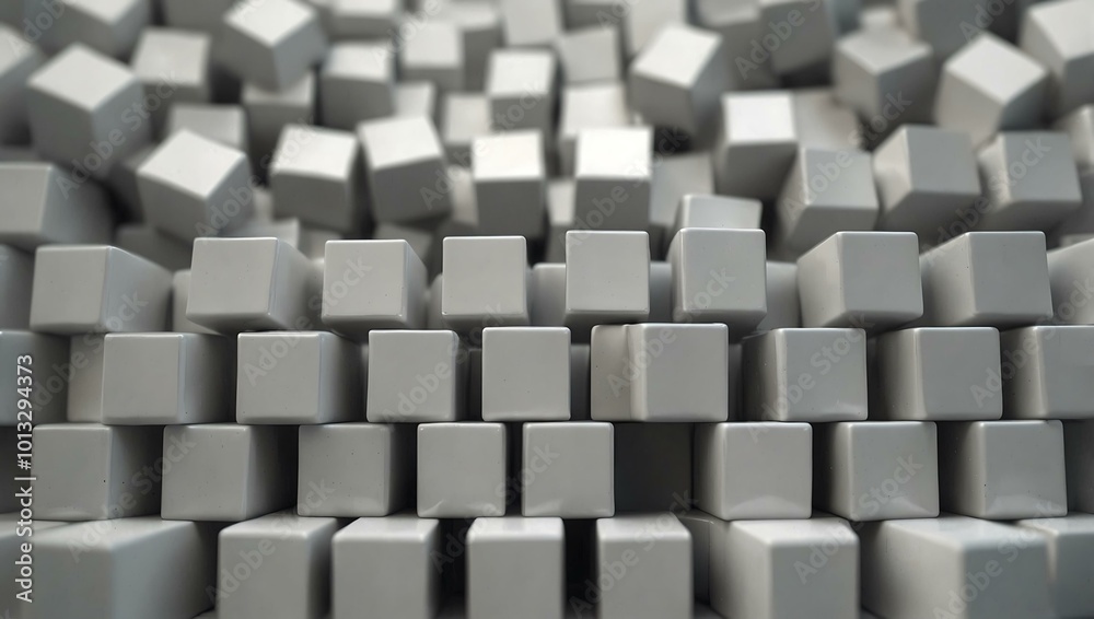 Simplistic White Cubes on Blurred Background for Modern Appeal. Simplistic White Cubes on Blurred Background for Modern Appeal.
