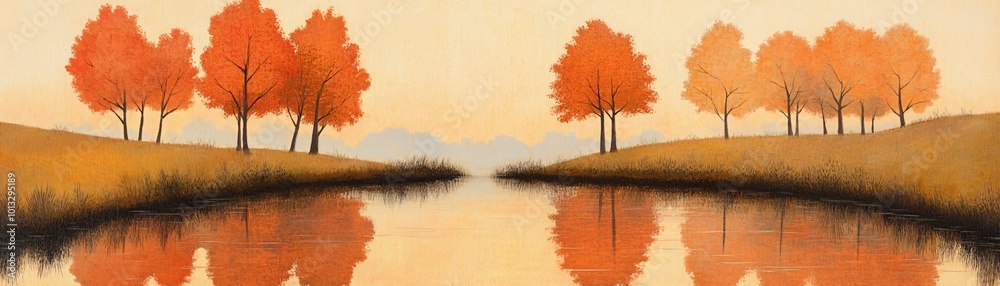 Autumn Trees Reflecting in Peaceful Pond Autumn Trees Reflecting in Peaceful Pond