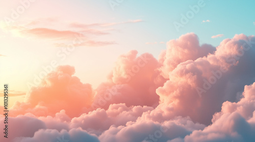 Soft Pastel Clouds and Golden Sunlight Capturing Morning Serenity