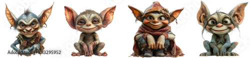 Obraz na płótnie fantasy creatures colorful goblins characters transparent background