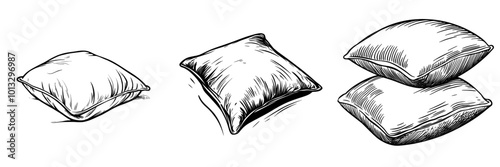 A pillow line icon is a modern illustration of a soft cushion for comfort and rest while sleeping at night in a bedroom or as a pillow on a sofa or bed.