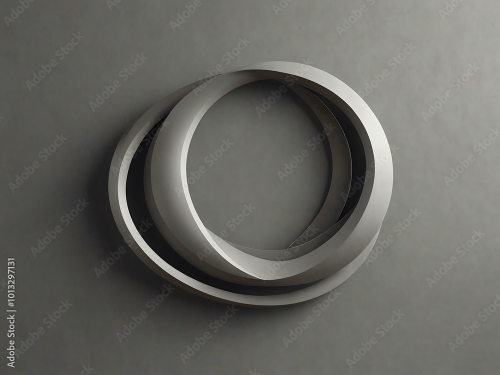 Sleek 3D logo with overlapping crescents on light gray. Sleek 3D logo with overlapping crescents on light gray.