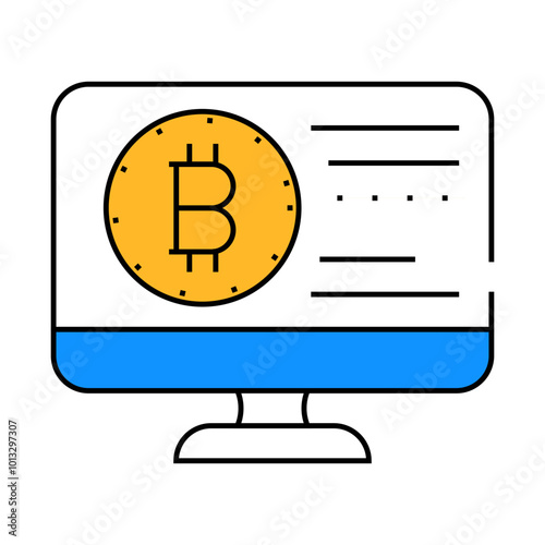 bitcoin electronic currency line icon vector. bitcoin electronic currency sign. isolated symbol illustration