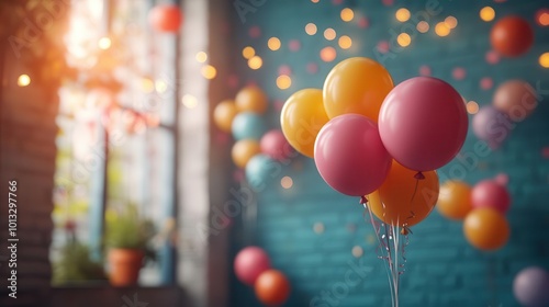 vibrant birthdaythemed background filled with bright colors playful balloons and cheerful decorations creating a festive atmosphere perfect for celebrating special moments photo