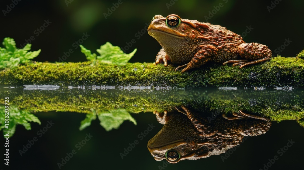 Obraz premium Frog on Mossy Log