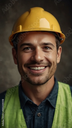 Smiling construction worker portrait.