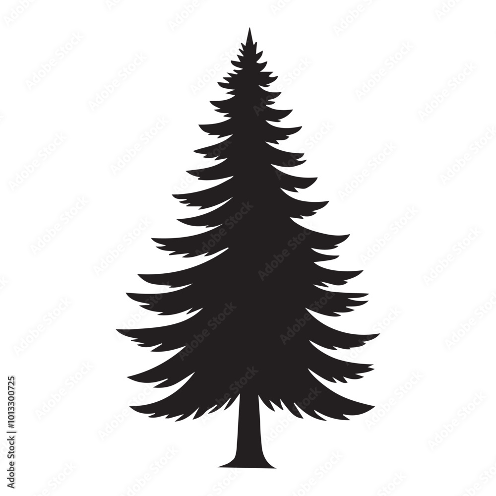 Pine Tree Vector illustration in black and white - Pine Plant Silhouette Design Pine Tree Vector illustration in black and white - Pine Plant Silhouette Design