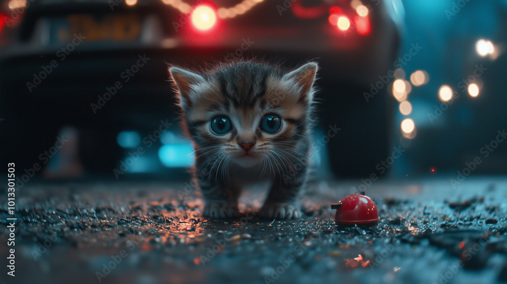 Lost Stray Kitten at Night Lost Stray Kitten at Night