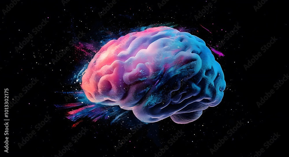 Colorful abstract brain in space Colorful abstract brain in space