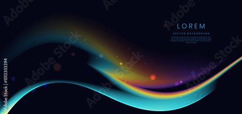 Colorful wave and light on black background.