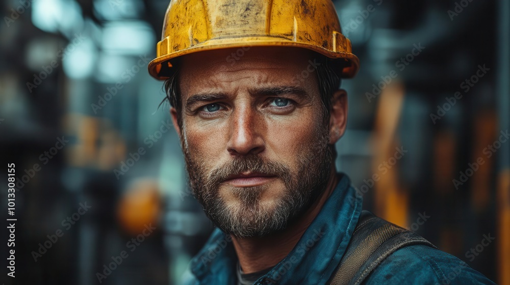 man in a yellow helmet diligently working on heavy equipment showcasing focus and professionalism in an industrial setting highlighting the nuances of skilled labor and machinery operation man in a yellow helmet diligently working on heavy equipment showcasing focus and professionalism in an industrial setting highlighting the nuances of skilled labor and machinery operation