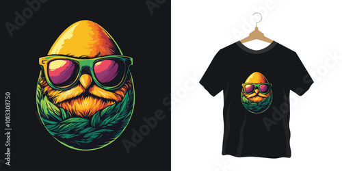 Easter egg with sunglass t-shirt vector design artwork