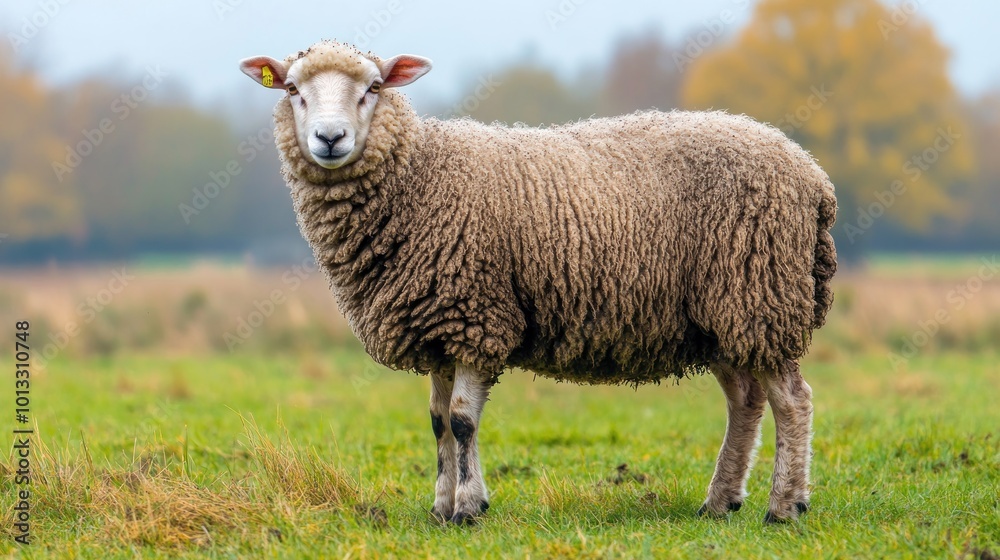 Fototapeta premium Portrait of a Sheep in a Meadow