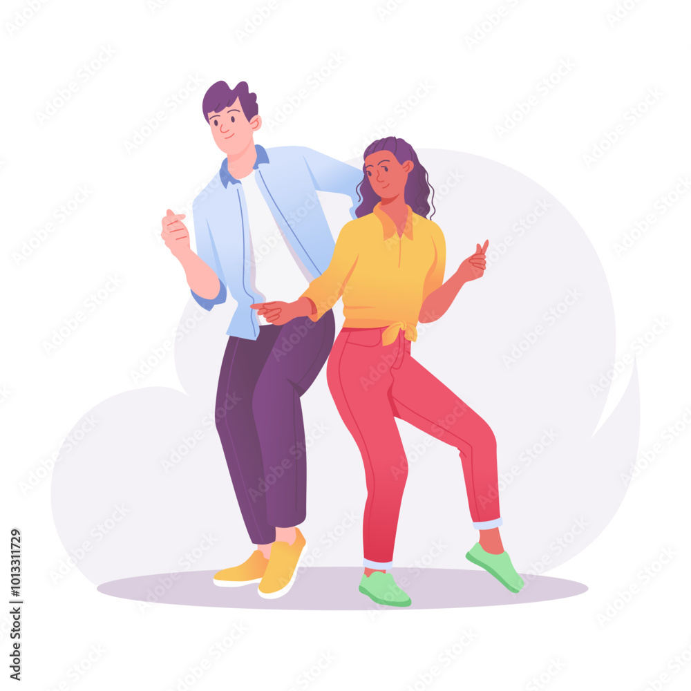 Couple dancing illustration in flat style Couple dancing illustration in flat style