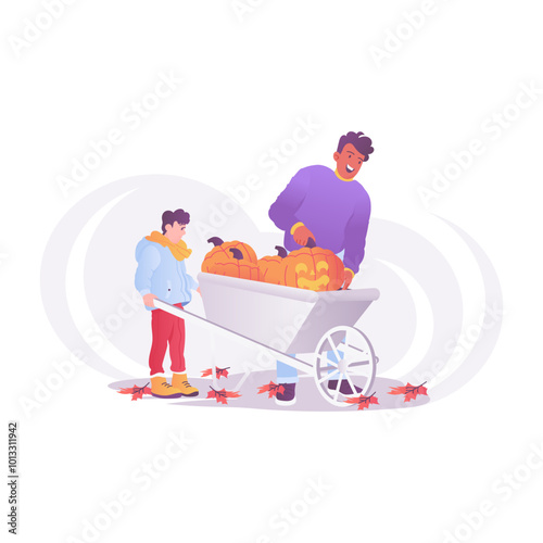 Harvest pumpkins illustration in flat style