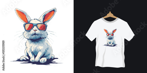 Happy easter rabbit, bunny t-shirt vector design 