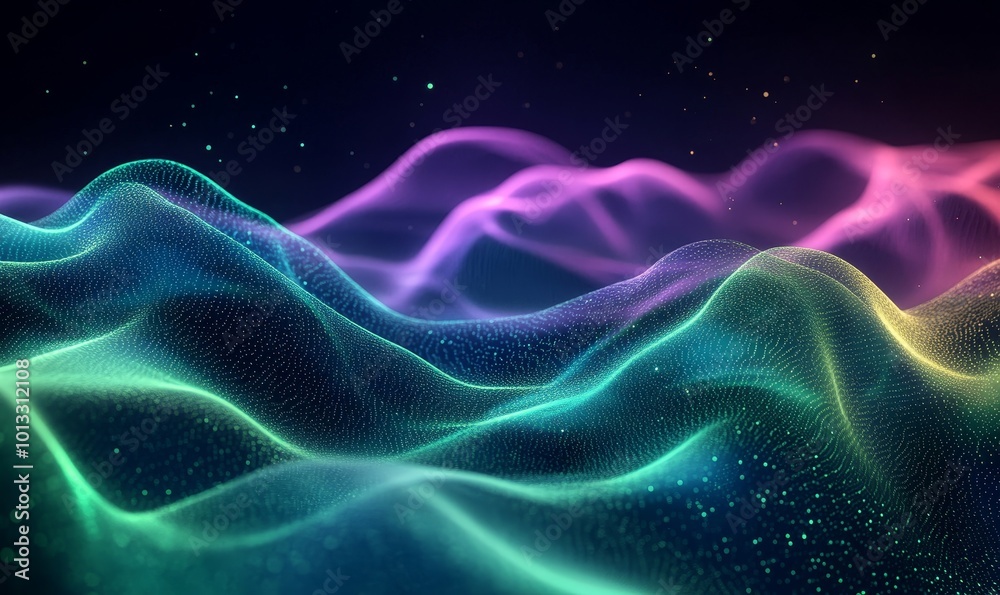 Abstract representation of data science with flowing shapes in green, and violet, symbolizing the Julia programming languages dynamic and analytical, Generative AI Abstract representation of data science with flowing shapes in green, and violet, symbolizing the Julia programming languages dynamic and analytical, Generative AI