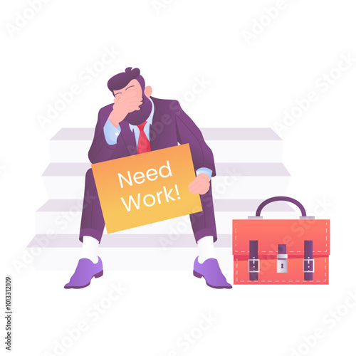 Unemployment illustration in flat style