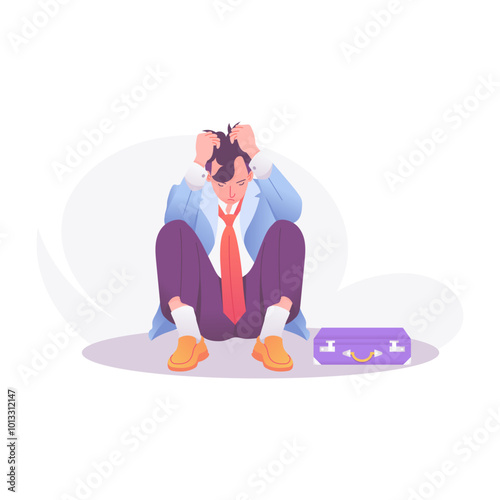 Job depression illustration in flat style